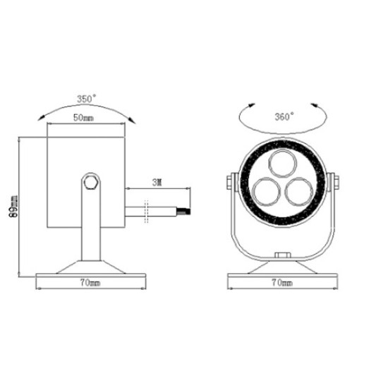 Spot Orientable 3W IP68 (24V)